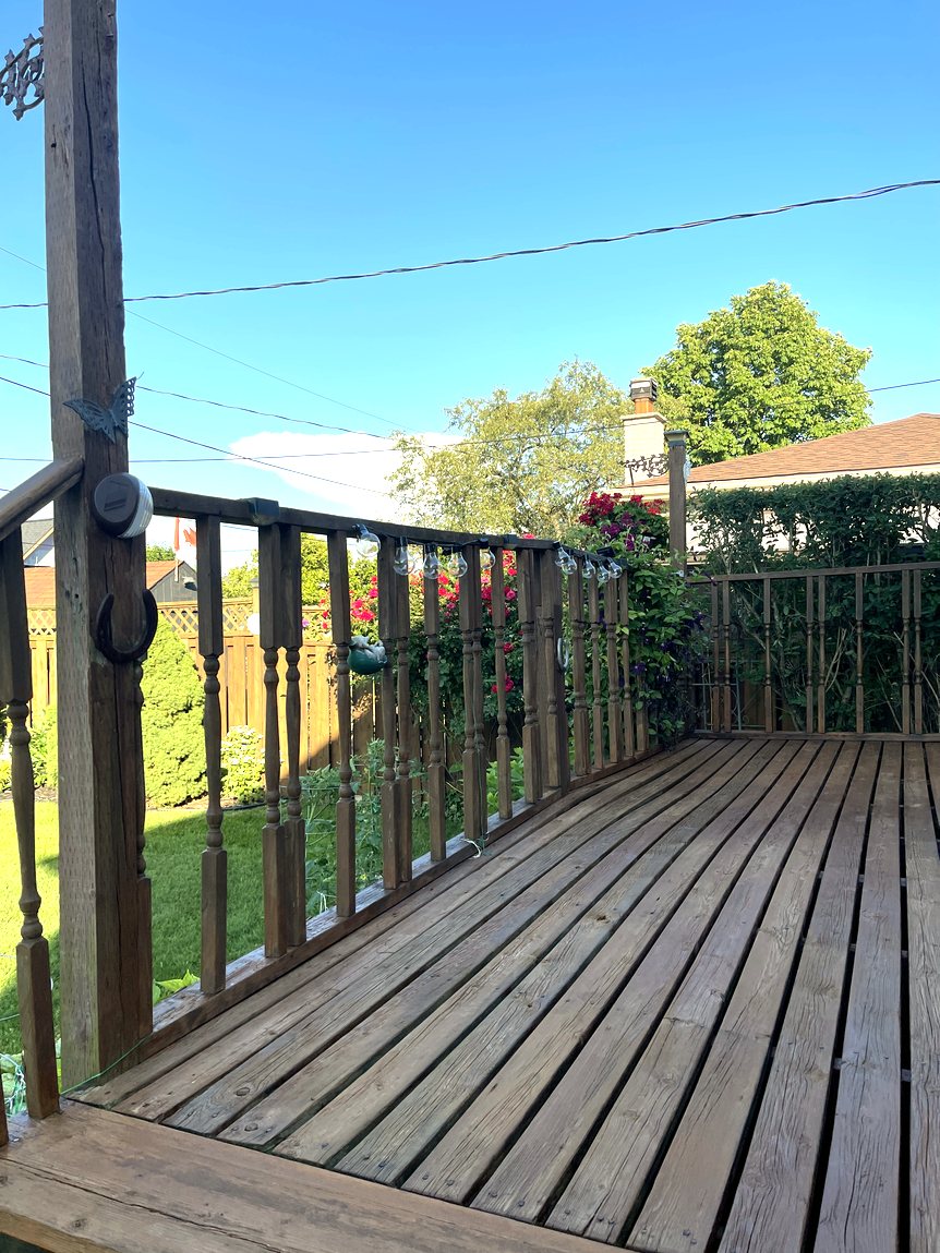 Deck after sanding and staining